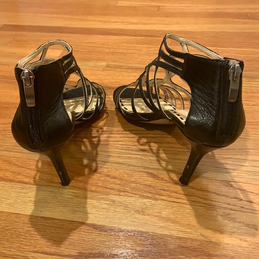 Enzo Angiolini Black Leather strappy heels N185-21 - Picture 4 of 6